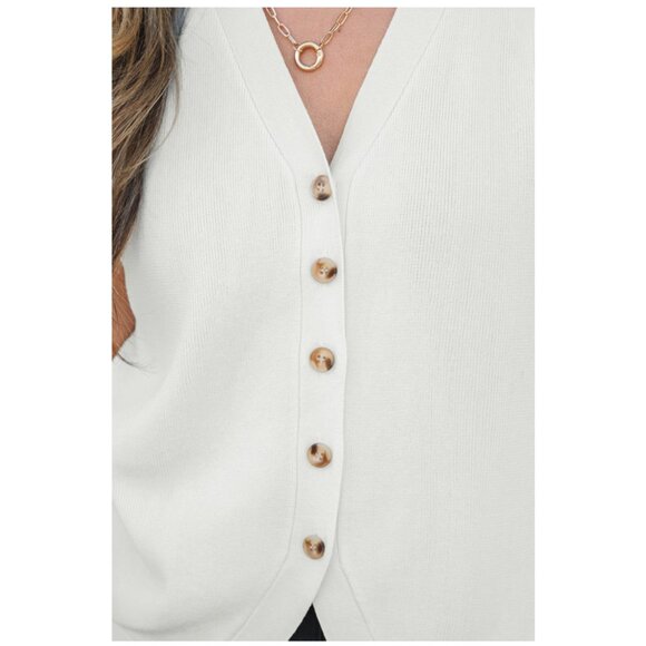 🤍 White V-Neck Buttoned Sweater Vest – Size M - Picture 4 of 11